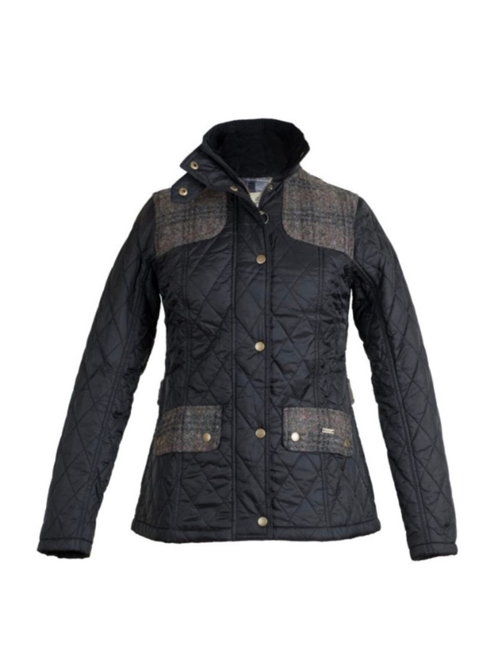 Women's Barbour Iris Quilted Jacket Size 8 Black Plaid